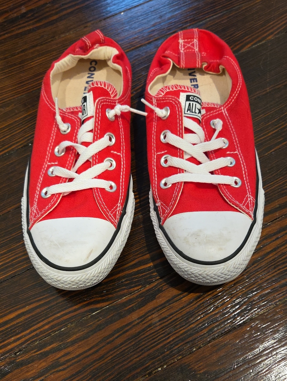 Converse Women's Red Canvas Low-Top Sneakers with White Accents
